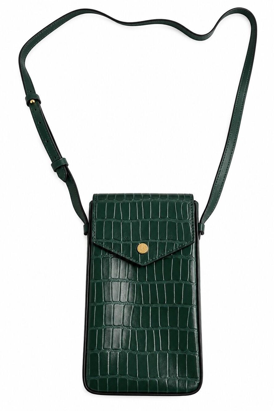 Radley London Eltham Mews Faux Croc Leather Green Crossbody Phone Bag